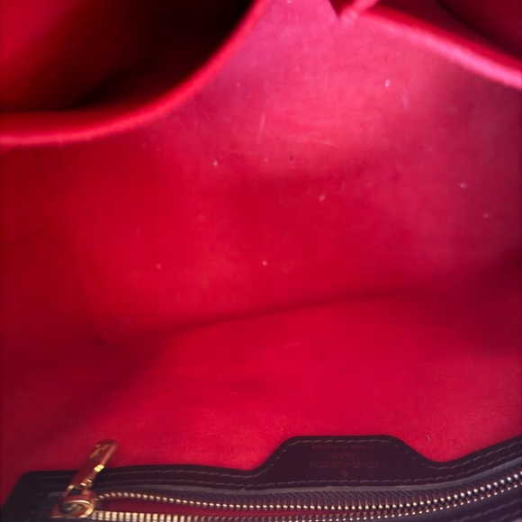 Louis Vuitton Damier Ebene Tote with Red Interior and Gold Hardware - Picture 10 of 15